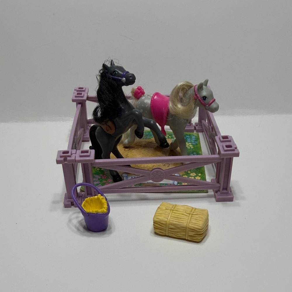 Kids Toy Horse Playset with Purple and Black Horses